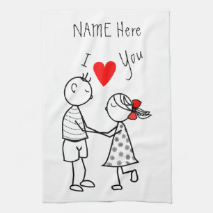 Linge De Cuisine Nom de texte personnalisé Kitchen Towel Couple