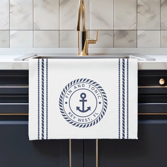 Linge De Cuisine Nom du bateau Ancre bleu marine (Créateur téléchargé)