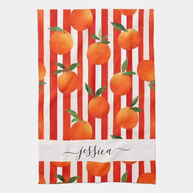 Linge De Cuisine Nom du script motif des fruits orange modernes (Vertical)