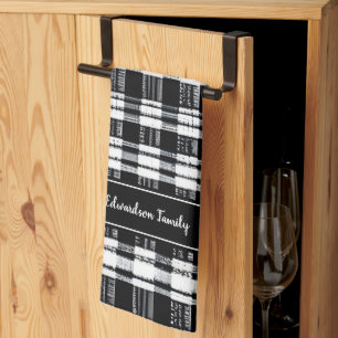 Linge De Cuisine Nom monogramme de platine de buffle noir et blanc