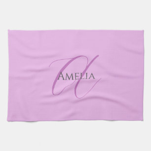 Linge De Cuisine Nom Monogramme Lettre initiale Orchid & Lilac