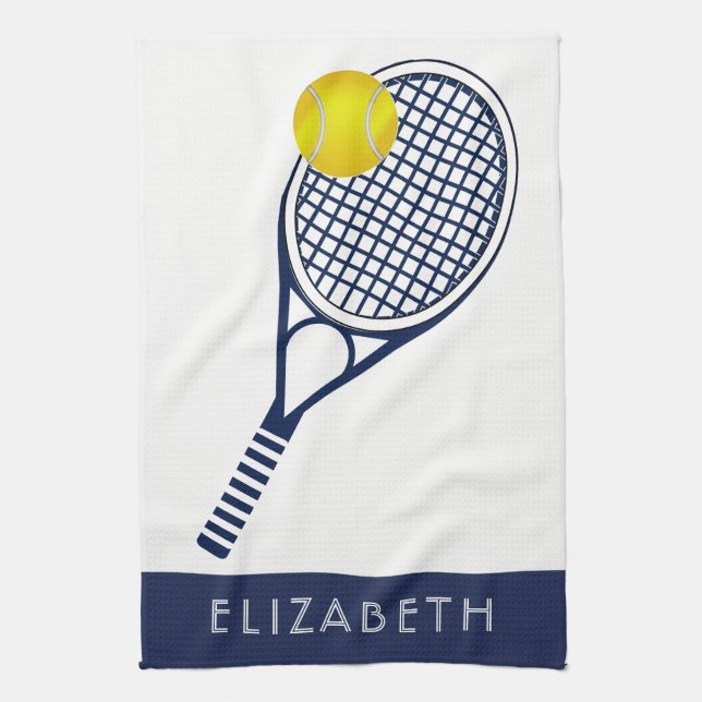 Linge De Cuisine Nom ou monogramme personnalisé de Tennis (Vertical)