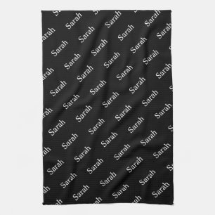 Linge De Cuisine Nom ou Motif de mot en cours de répétition noir et