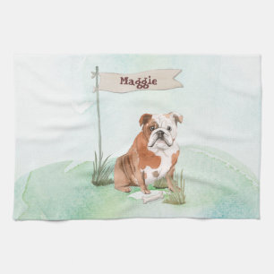 Linge De Cuisine Nom personnalisé Anglais Bulldog Pet Chien