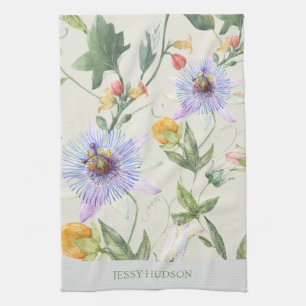 Linge De Cuisine Nom personnalisé Aquarelle Botanique Floral Citrus