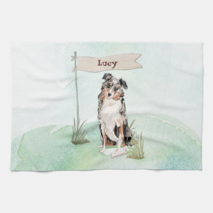 Linge De Cuisine Nom personnalisé Australian Shepherd Pet Dog