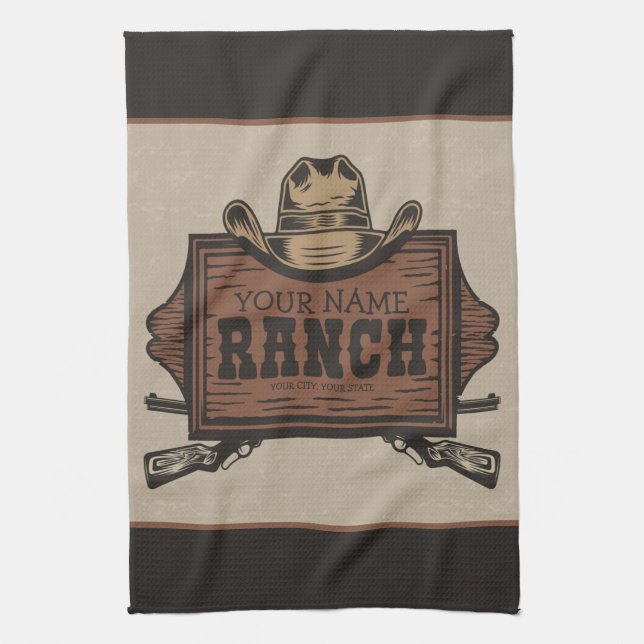 Linge De Cuisine NOM PERSONNALISÉ Canons Cowboy Connexion Western R (Vertical)