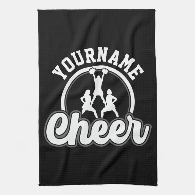 Linge De Cuisine NOM personnalisé Cheer Team Varsity Pom-pom girl (Vertical)