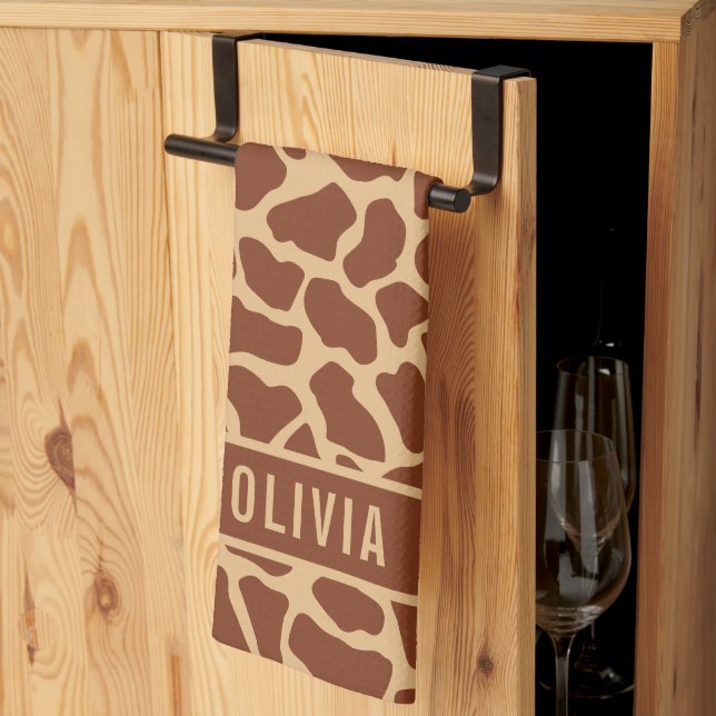Linge De Cuisine Nom personnalisé classique Giraffe Poster de anima (Pliage en tiers)