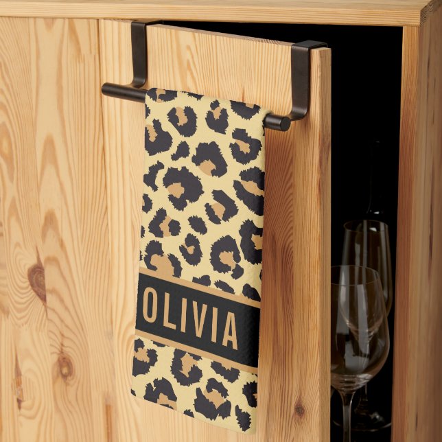 Linge De Cuisine Nom personnalisé classique Leopard Poster de anima (Pliage en tiers)