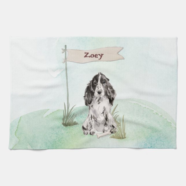 Linge De Cuisine Nom personnalisé Cocker Spaniel Pet Chien (Horizontal)