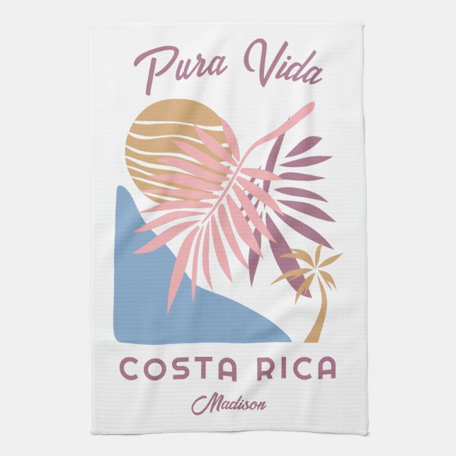 Linge De Cuisine Nom personnalisé Costa Rica Moto Pura Vida (Vertical)