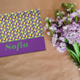 Linge De Cuisine Nom personnalisé du motif jaune citron