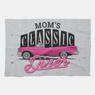 Linge De Cuisine Nom personnalisé Faux Neon 50's Classic Car