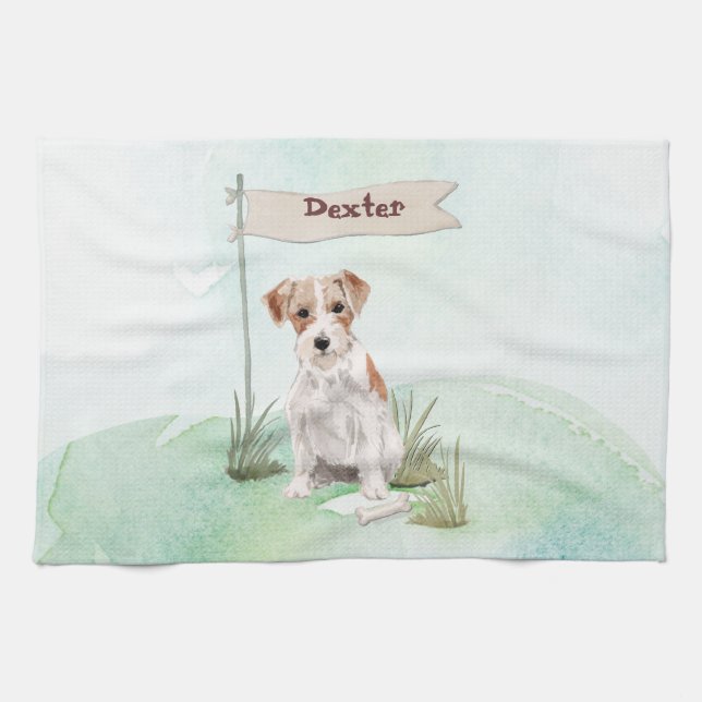 Linge De Cuisine Nom personnalisé Fil Haired Jack Russell Chien de  (Horizontal)