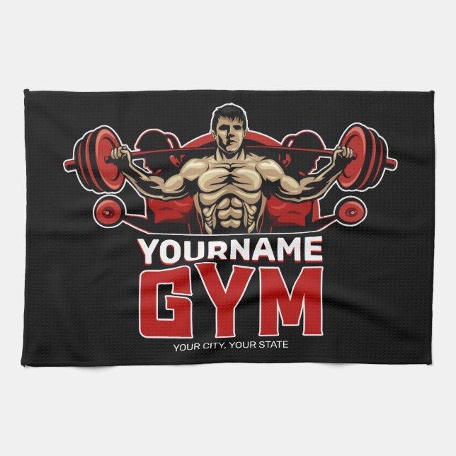 Linge De Cuisine NOM personnalisé Fitness Accueil GYM Poids Lifting (Horizontal)