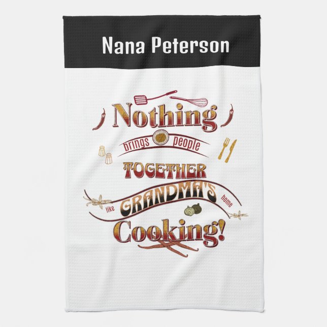 Linge De Cuisine Nom personnalisé Grandma Kitchen Cadeau (Vertical)