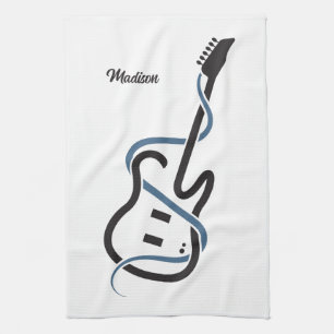 Linge De Cuisine Nom personnalisé Guitare stylisée