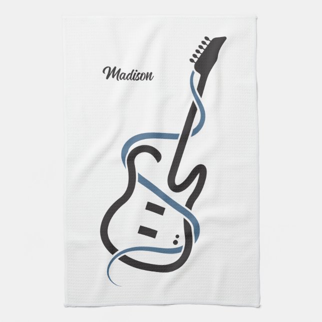 Linge De Cuisine Nom personnalisé Guitare stylisée (Vertical)