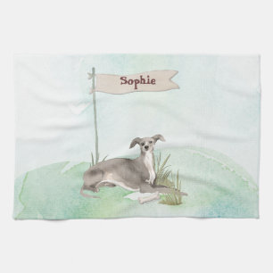 Linge De Cuisine Nom personnalisé Italien Greyhound Animal Chien