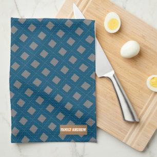 Linge De Cuisine Nom personnalisé monogramme diamants marine bleu g