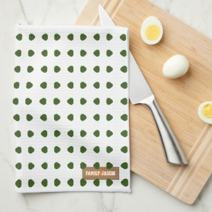 Linge De Cuisine Nom personnalisé monogramme pois blanc vert mignon