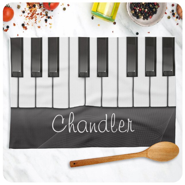 Linge De Cuisine NOM personnalisé Pianist Piano Keys professeur de  (Créateur téléchargé)
