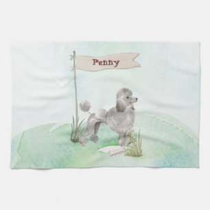 Linge De Cuisine Nom personnalisé Poodé gris chien animal