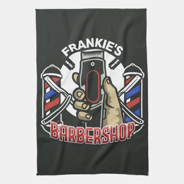 Linge De Cuisine Nom personnalisé Retro Barber Shop Pole Barbier (Vertical)