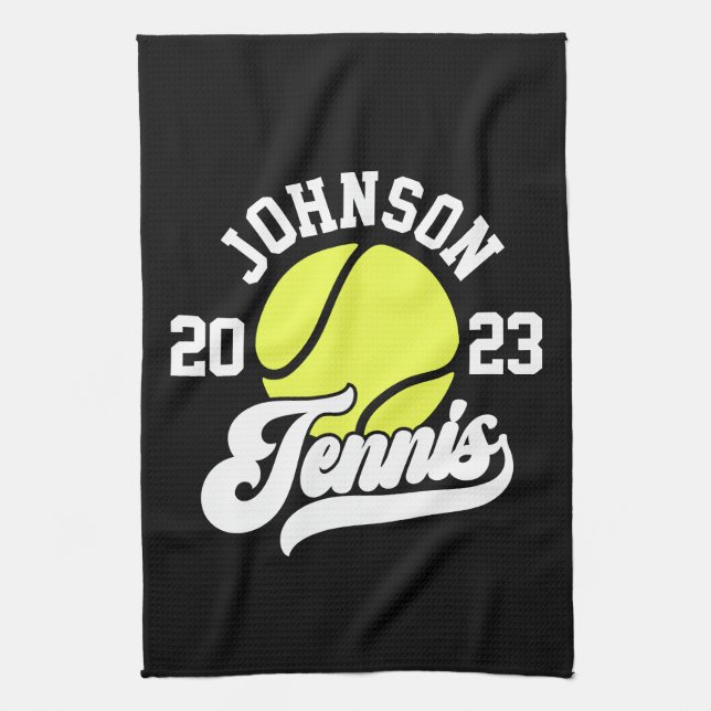 Linge De Cuisine NOM Personnalisé Tennis Lecteur Racket Ball Court (Vertical)