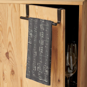 Linge De Cuisine note de musique noire vintage Motif Musicien