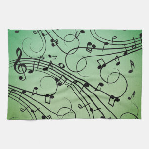 Linge De Cuisine Notes de fantaisie Design musical vert