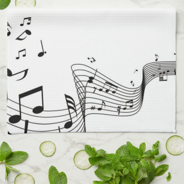 Linge De Cuisine Notes de musique (Plié)