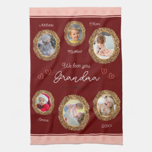 Linge De Cuisine Nous t'aimons Grand-mère Six Photo avec Texte Coeu