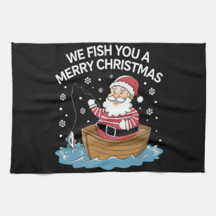 Linge De Cuisine Nous Vous Poissons Un Joyeux Pêcheur De Noël Pêche