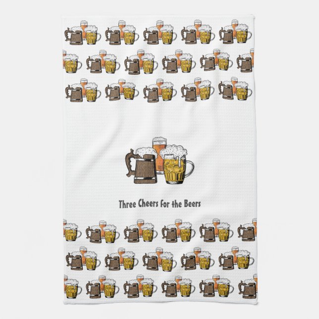 Linge De Cuisine Nouveau Cartoon Trois Bières Dessin PHOTO PERSONNA (Vertical)