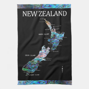 LINGE DE CUISINE NOUVELLE ZÉLANDE PAUA CARTE THÉ TOWEL