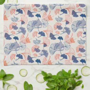 Linge De Cuisine Novelty Ginkgo Navy Blue & Orange Motif