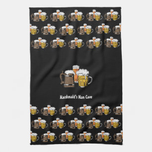 Linge De Cuisine Novelty Trois bières Cartoon sur mesure photo noir