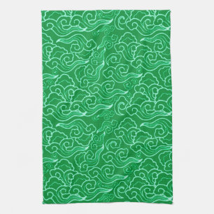 Linge De Cuisine Nuages japonais vintages, Jade Green