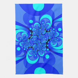 Linge De Cuisine Nuances de bleu Art fractal abstrait moderne