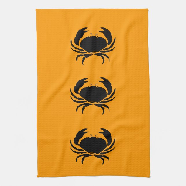 Linge De Cuisine Ocean Glow_Black sur le crabe orange (Vertical)
