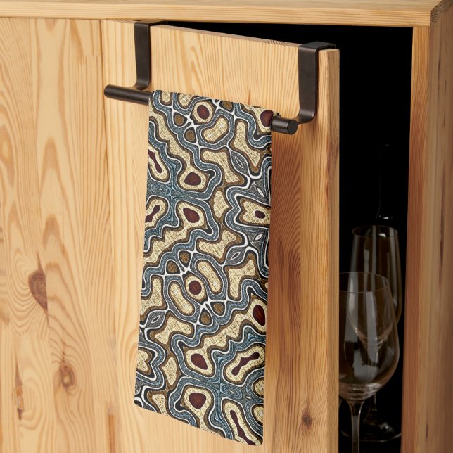 Linge De Cuisine Ochre Brown Rouge Turquoise Bleu Hip Bohême Bali A (Pliage en tiers)