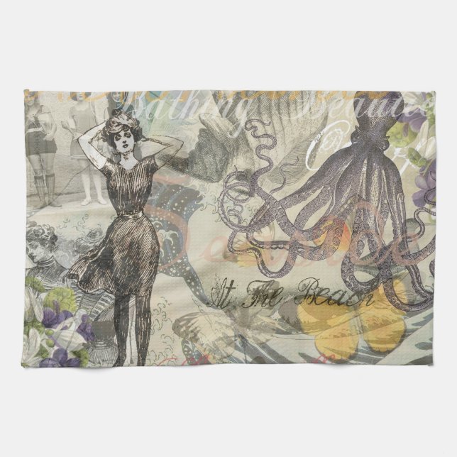 Linge De Cuisine Octopus Beach Antique Côte Steampunk (Horizontal)