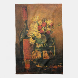 Linge De Cuisine Œillets, roses et un flacon par Vincent van Gogh