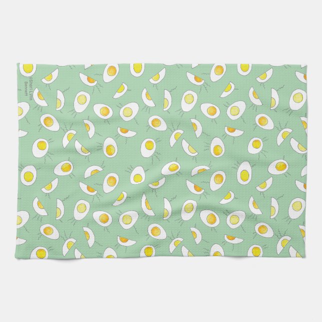 Linge De Cuisine Oeuf-Statique ! - dans pâle - vert (Horizontal)