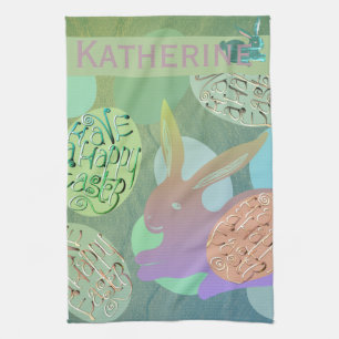 Linge De Cuisine Oeufs de lapin de Pâques "Joyeux Pâques"