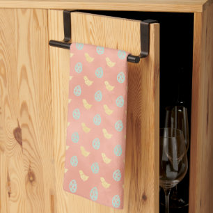 Linge De Cuisine Œufs de Pâques Élégants Vintage Pastel Pêche