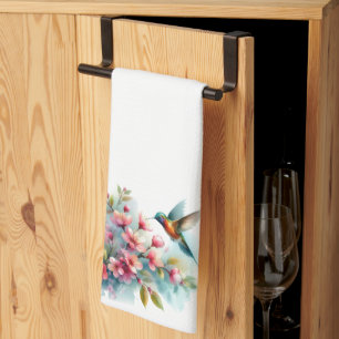 Linge De Cuisine OEuvre florale/printanière de colibri