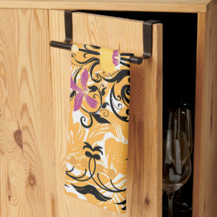 Linge De Cuisine Oeuvre gothique Florale Orange, Vie Hollow
